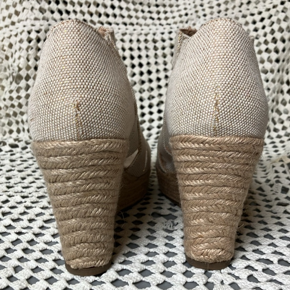 a new day  Beige Wedge Sandals with Gold Zipper - Picture 2 of 10